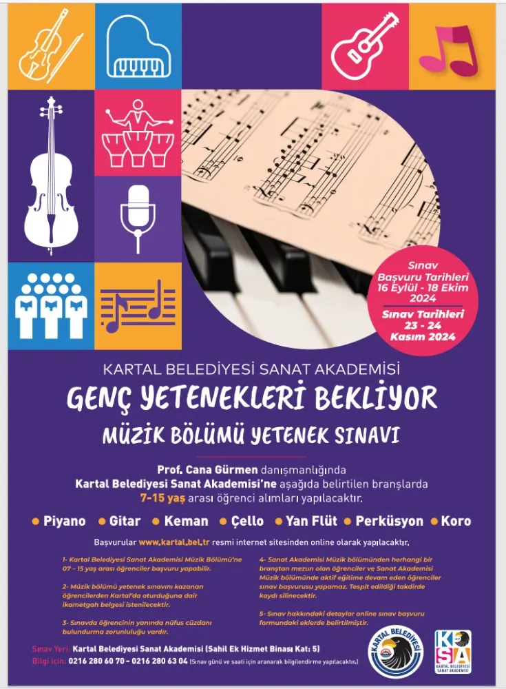 Kartal Belediyesi Sanat Akademisi Genç Yetenekleri Bekliyor